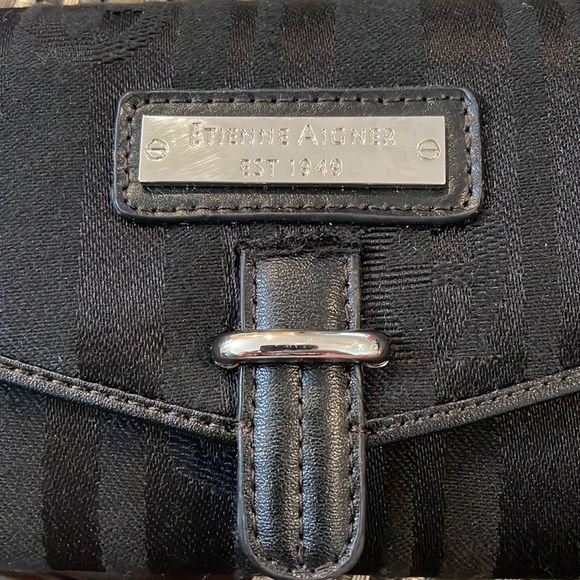 NWT Etienne Aigner - Black Fabric Trifold Snap Closure Wallet - Picture 3 of 9